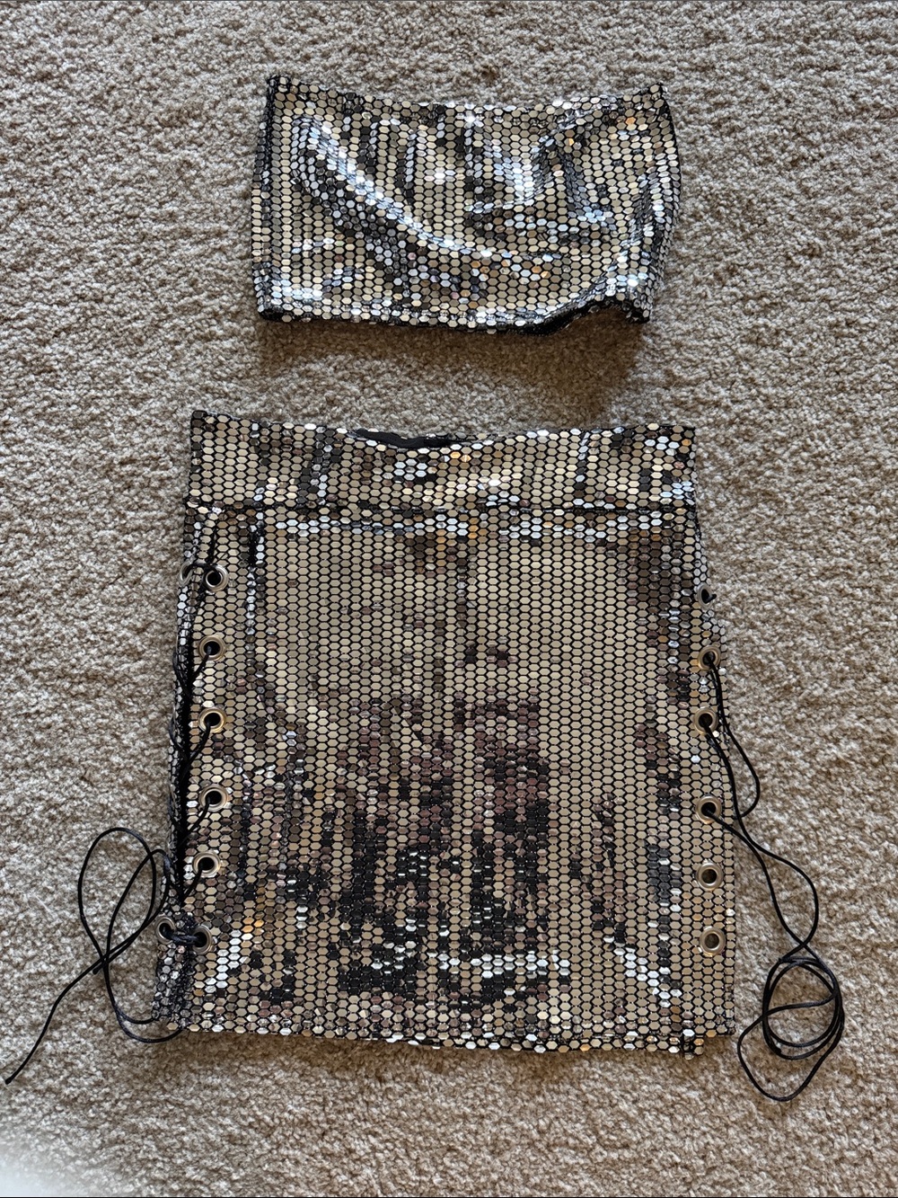 iHeartRaves Silver Sequin Two-Piece Set - Picture 2 of 7